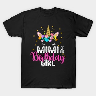 Mimi Of The Birthday Girl Floral Unicorn Birthday T-Shirt